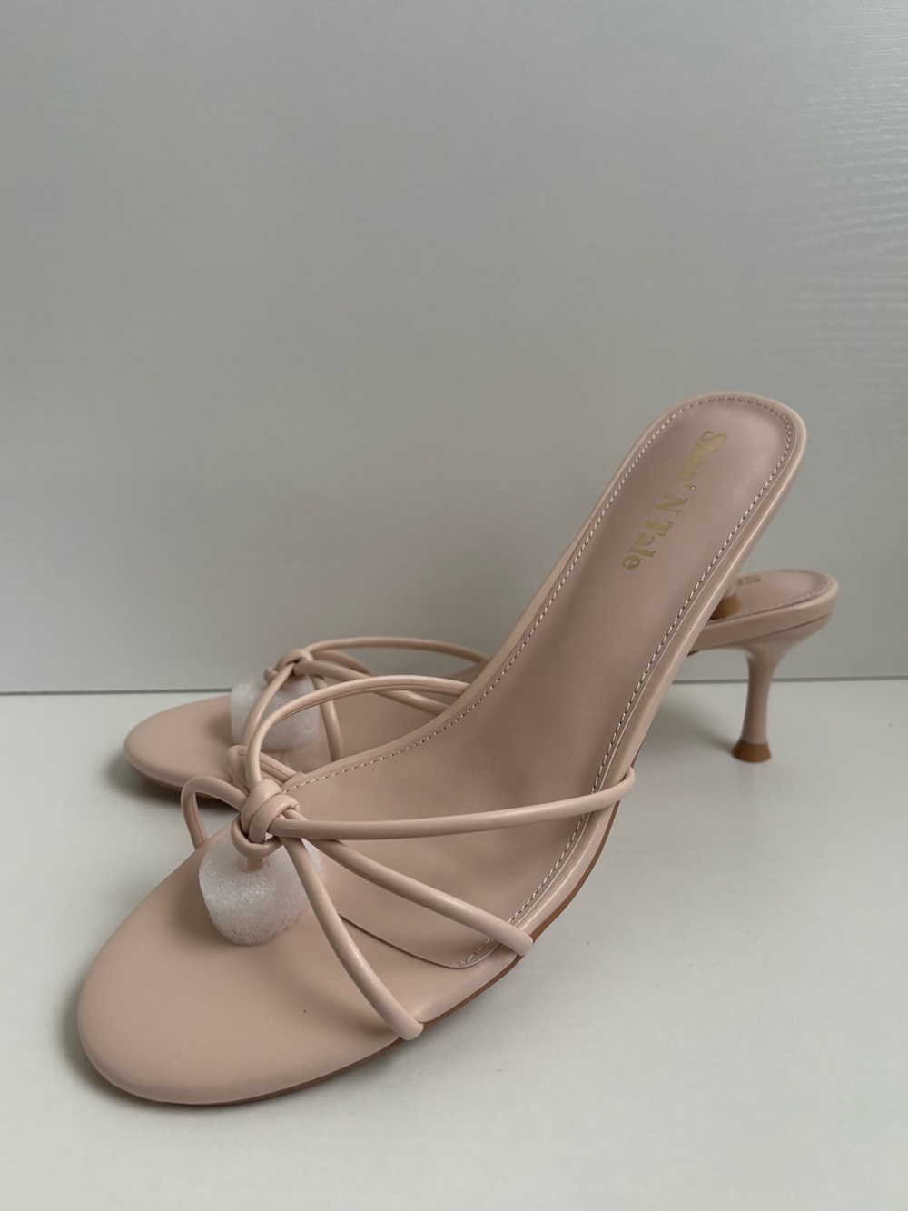 ShoeNTale Nude Knotted Strappy Slide Heels/Amazon fashion-New
